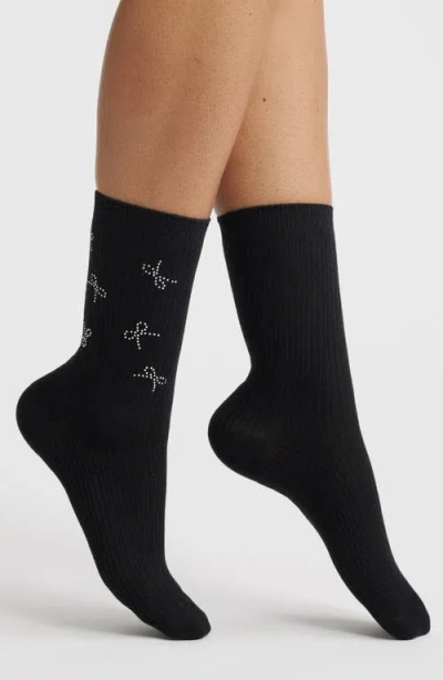 High Heel Jungle Sweeney Crystal Mini Bow Crew Socks