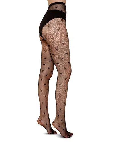High Heel Jungle Sweetheart Fishnet Tights In Black