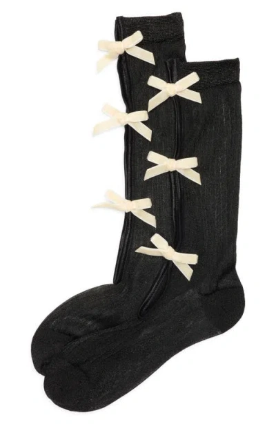 High Heel Jungle Velvet Bow Socks In Multi