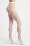 High Heel Jungle Venise Lace Fishnet Tights In White