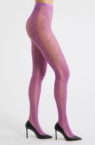 High Heel Jungle Venom Sheer Tights In Purple