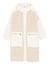 High Hooded Faux Fur Coat In Neutral