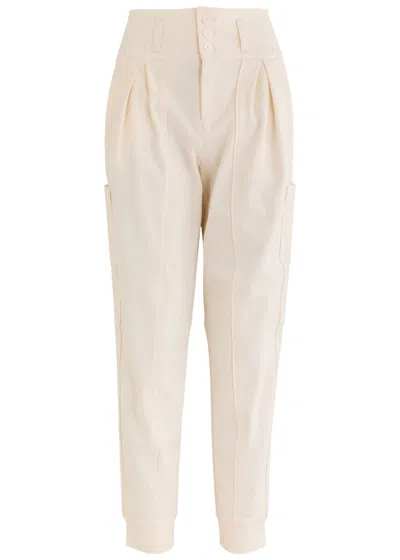 High Hot Shot Tapered-leg Stretch-jersey Trousers In Off White
