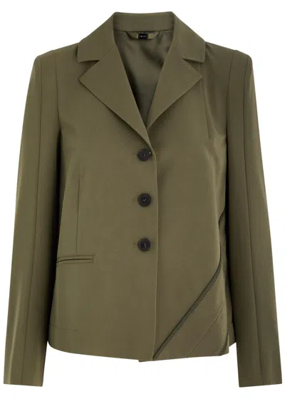 High Impromptu Panelled Twill Blazer In Khaki