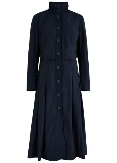 High In Depth Hooded Shell Parka Coat In Navy