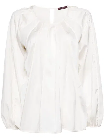 High Inverted Seam Long-sleeves Blouse In Neutrals
