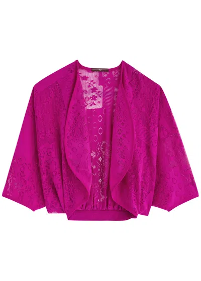 High Joyful Cropped Lace Cardigan In Pink