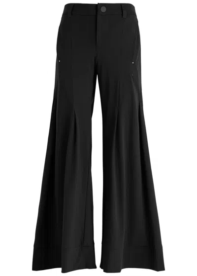 High Know It All Pleated Wide-leg Jersey Trousers In Black