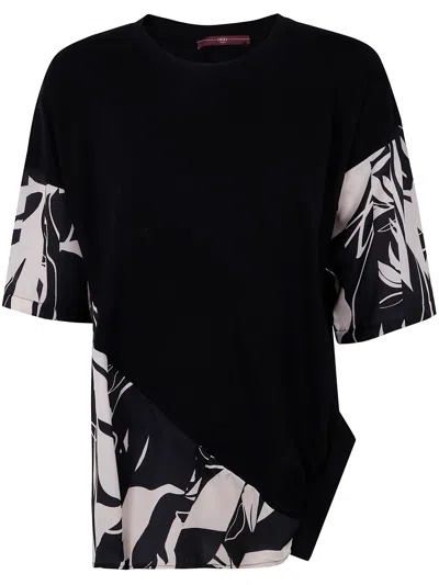 High Metamorphic Printed Satin And Stretch-cotton T-shirt In Black