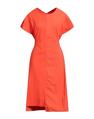 High Modesty Woman Midi Dress Orange Size L Cotton