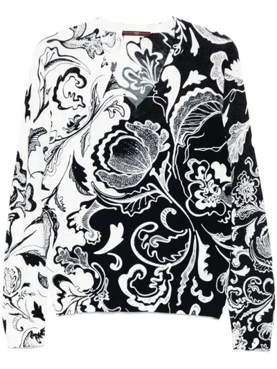 High Notion Floral-intarsia Knitted Jumper In Navy