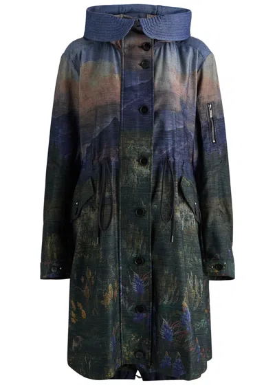 High Obsess Printed Layered Twill Coat In Multicoloured