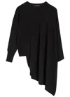 High On Set Asymmetric Wool-blend Jumper In Black