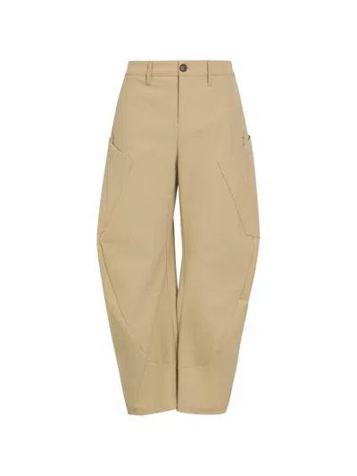 High Panelled Cargo Pants In Brown