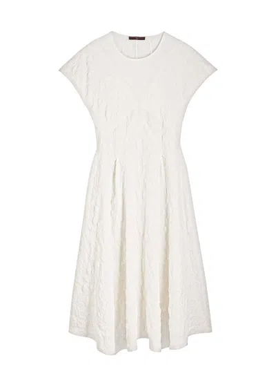 High Party Floral-jacquard Stretch-jersey Midi Dress In White