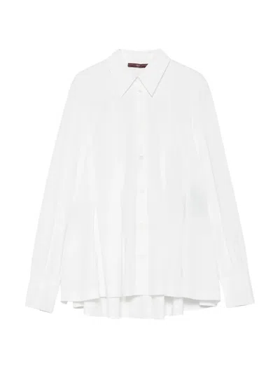 High Pleated Long-sleeve Shirt In White