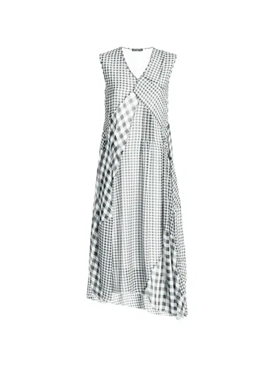High Portal V-neck Gingham-pattern Midi Dress In Multi