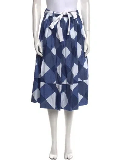 Pre-owned High Printed Midi Length Skirt In Blue