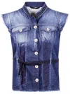 High Belted Denim Gilet