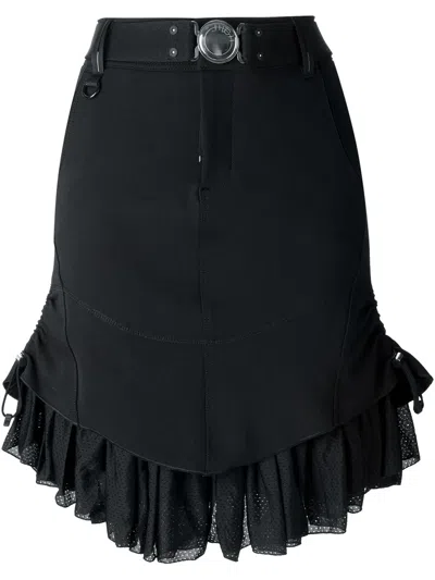 High Ruffled Hem Skirt In Black