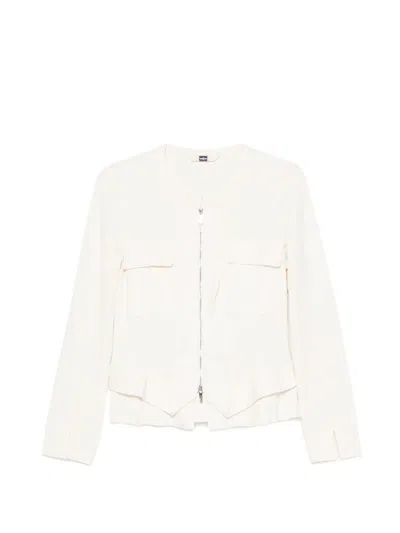 High Sapphire Ruffled Peplum-hem Jacket In Neutral
