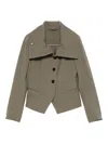 High Scrunch Folded-collar Button Jacket In Green