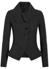 High Scrunch Panelled Crepe Jacket In Black