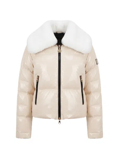 High Society Faux-fur Collar Puffer Jacket In Neutral