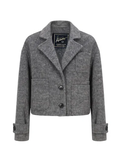 High Society Lou Cropped Jacket In Gray