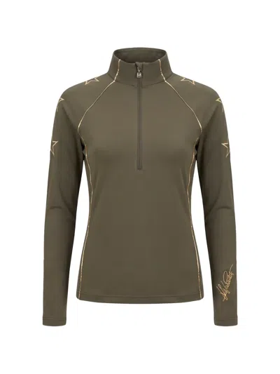 High Society Stella Star-patch Half-zip Base Layer In Green