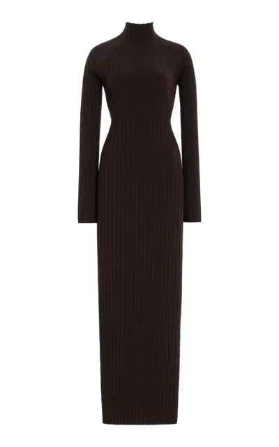 High Sport Alice Ribbed-knit Maxi Dress In Brown