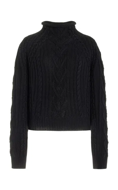 High Sport Aran Cable-knit Cotton Sweater In Black