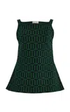 High Sport Asher Cotton-blend Geo-jacquard Apron Top In Green