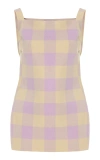 High Sport Asher Gingham Cotton-blend Knit Apron Top In Purple