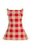 High Sport Asher Gingham Cotton-blend Knit Apron Top In Red