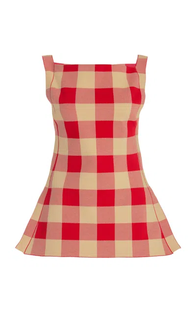 High Sport Asher Gingham Cotton-blend Knit Apron Top In Multi