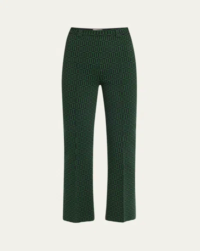 High Sport Charlie Geo-jacquard Flared Pants In Green