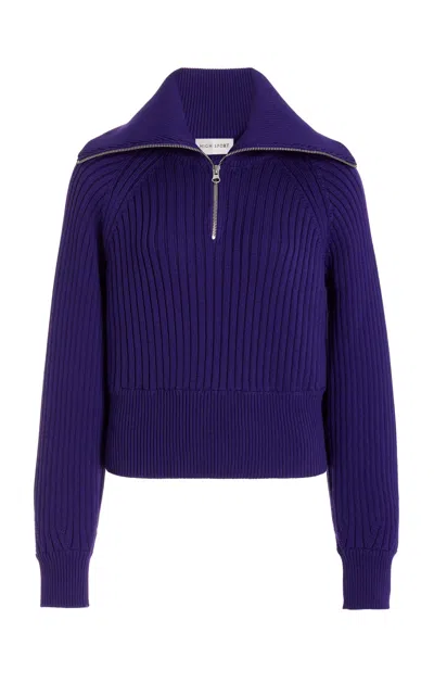 High Sport Chester Ribbed-knit Cotton-blend Sweater In Purple