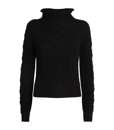 High Sport Cotton Aran Sweater In Black