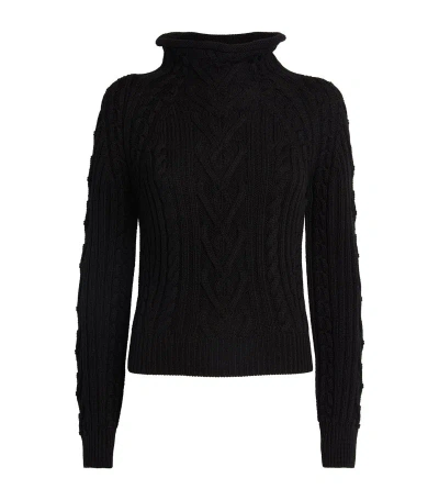 High Sport Cotton Aran Jumper In Black