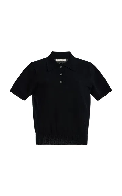 High Sport Court Cotton Crepe Polo Shirt In Black
