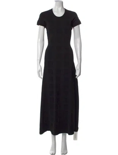 Pre-owned High Sport Crew Neck Long Dress In Black