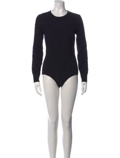 Pre-owned High Sport Crew Neck Long Sleeve Bodysuit In Black