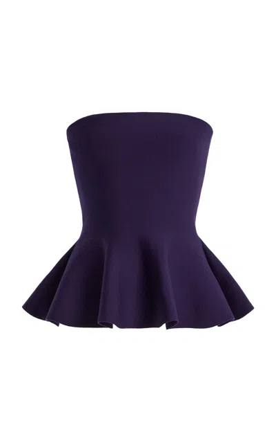 High Sport Eric Wool Peplum Top In Blue