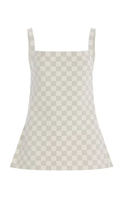 High Sport Exclusive Asher Checked Cotton-blend Knit Apron Top In Ivory