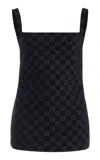 High Sport Exclusive Asher Checked Cotton-blend Knit Apron Top In Navy