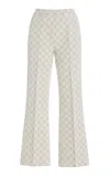High Sport Exclusive Kick Checked Stretch-cotton Knit Cropped Flared Pants In Ivory