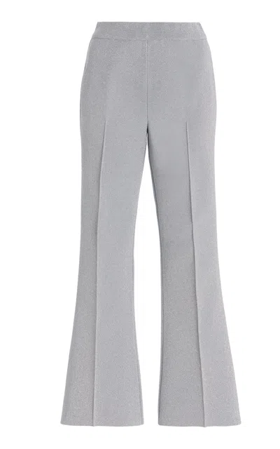 High Sport Exclusive Kick Metallic Cotton Knit Cropped Flared Pants In Silver