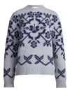 High Sport Georgia Floral-pattern Crew-neck Sweater In Blue