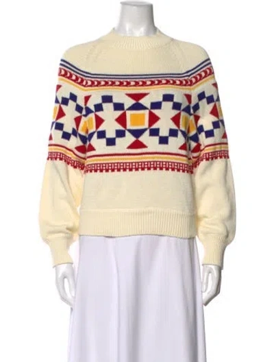 Pre-owned High Sport Graphic Print Crew Neck Sweater W/ Tags In Neutrals/yellow